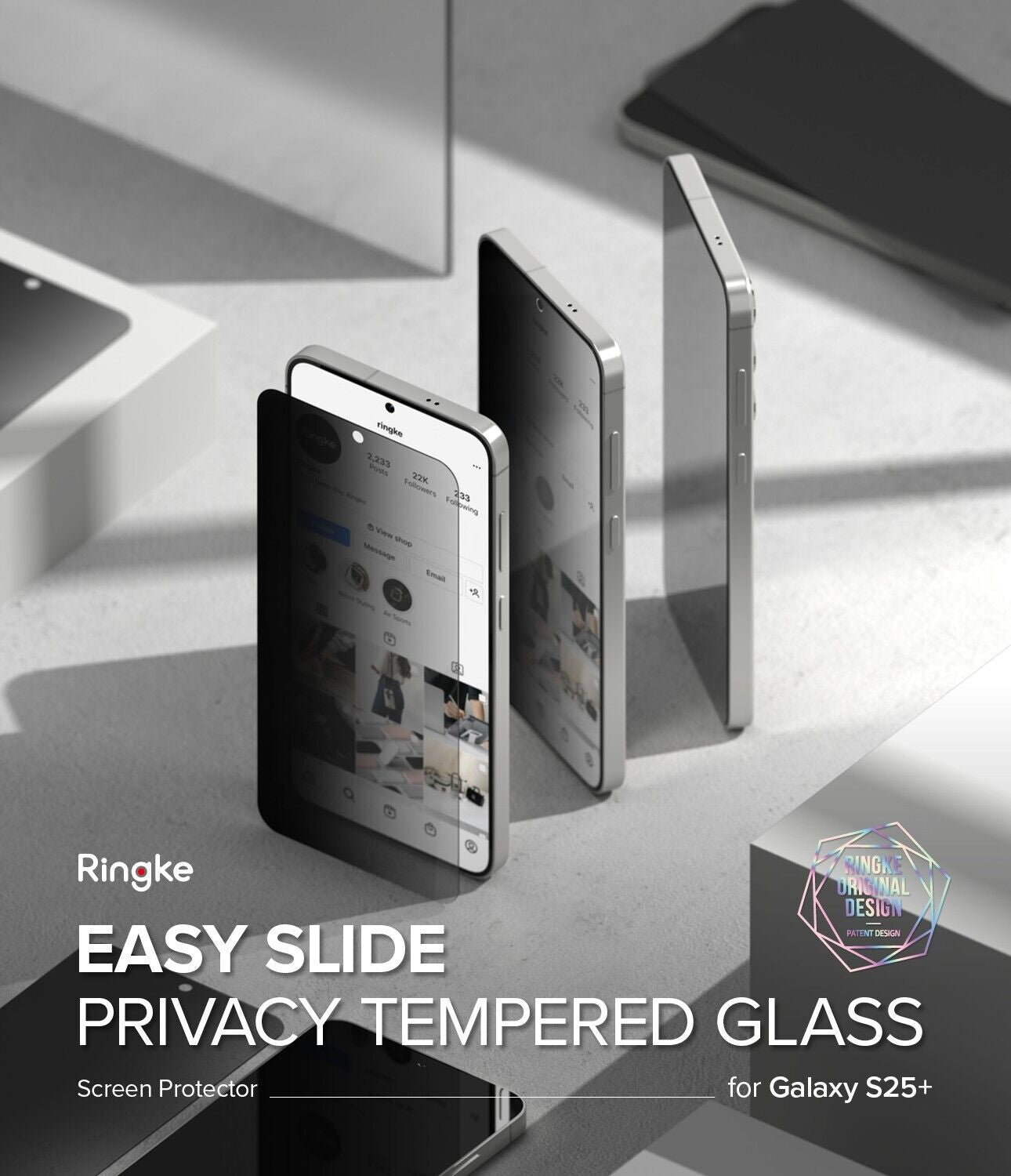 For Galaxy S25 Ultra/Plus/S25 | Ringke [Easy Slide / Privacy] Tempered Glass 2P