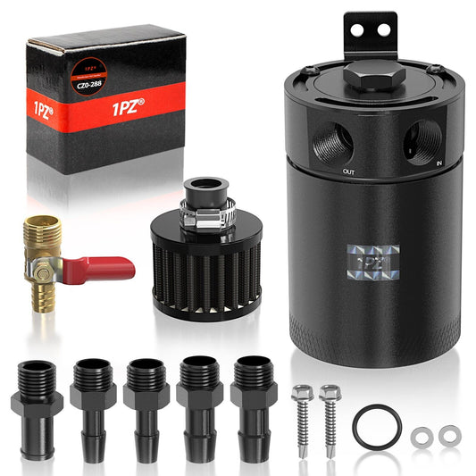 Universal Oil Catch Can Kit Reservoir Baffled Tank with Breather Filter Aluminum