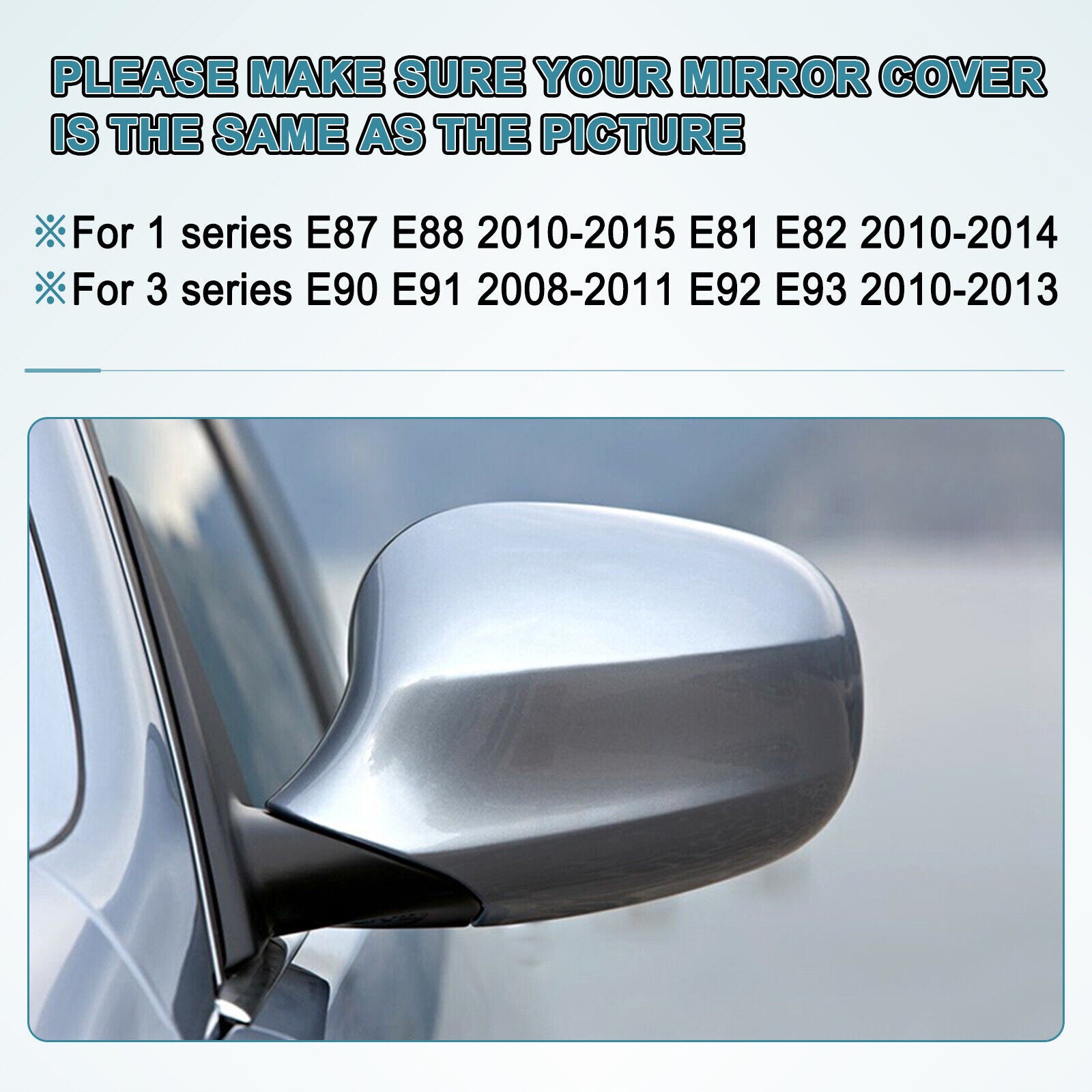 2X Carbon Fiber Mirror Cover Cap for BMW E90 E92 E93 LCI 323I 328I 335I M3 Style