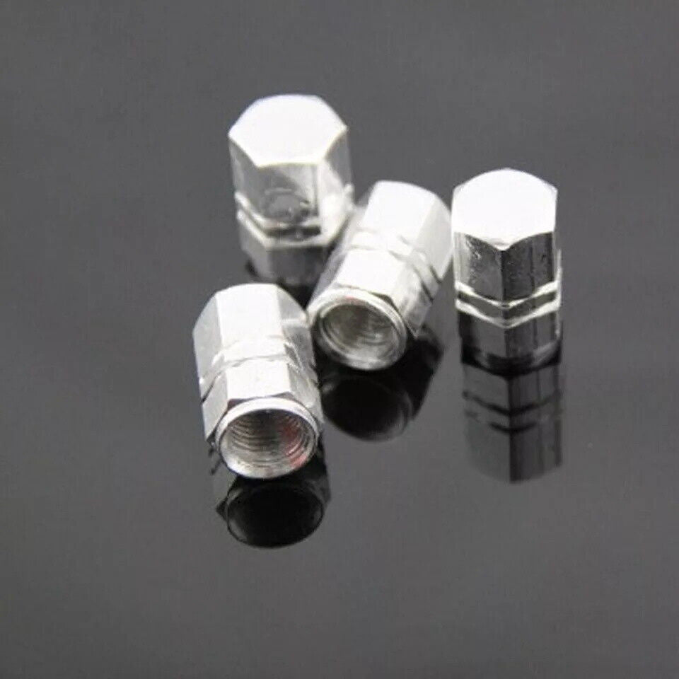 4Pcs Silver Aluminum Tire Valve Stem Cap / Wheel Dust Cover Caps