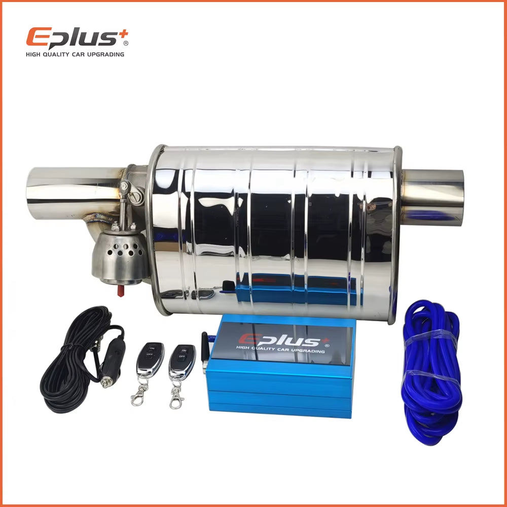 EPLUS Car Exhaust System Vacuum Valve Control Exhaust Pipe Kit Variable Silencer Stainless Universal 51 63 76 Mm Remote Control