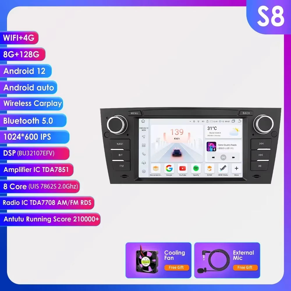 AI Voice Navigation Audio for BMW 3 Series E90 E91 E92 E93 Car Radio 2 Din Android Auto Multimedia GPS Carplay 2Din No DVD