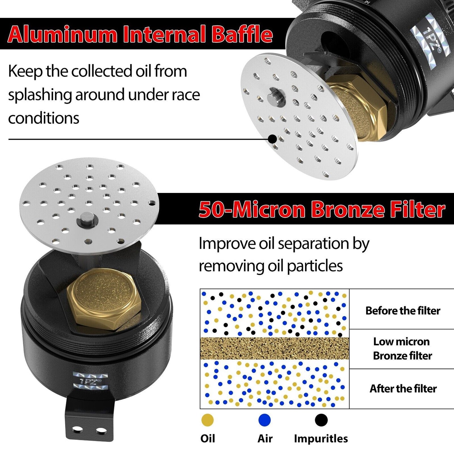 Universal Oil Catch Can Kit Reservoir Baffled Tank with Breather Filter Aluminum